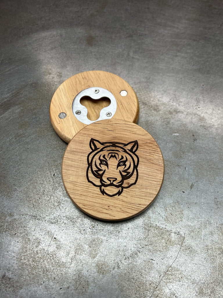 Round wood bottle opener