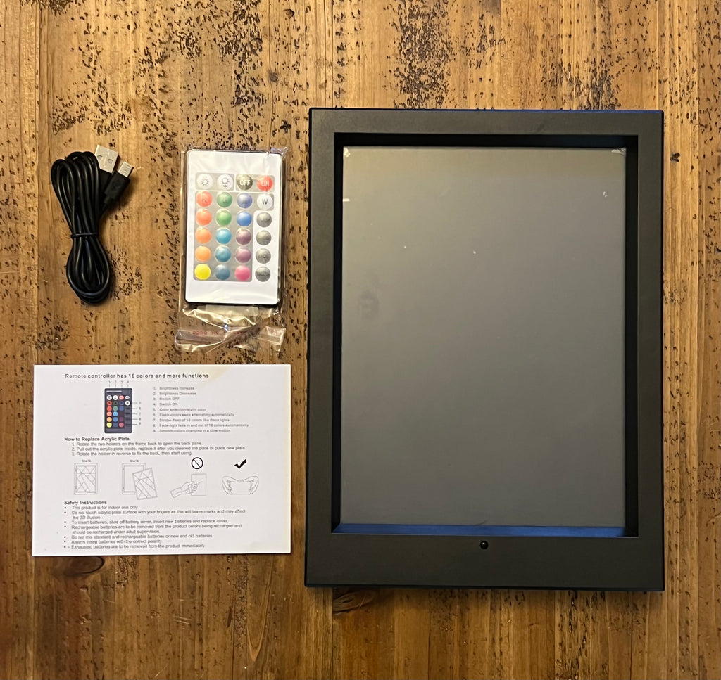 7RGB LED Black Frame w/ blank acrylic